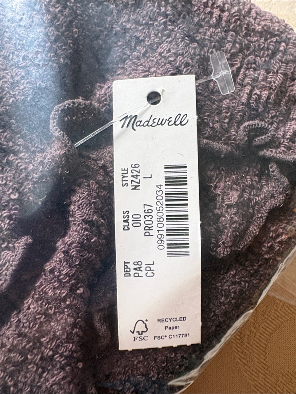 NWT Madewell Smocked Mockneck Tank Chocolate Plum Size Large - Picture 8 of 9